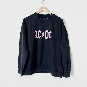 NEW AC/DC Black Sweatshirt with Pink Logo